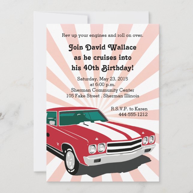 Invitation Red Chevelle Party (Devant)