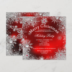 Invitation Red Christmas Holiday Party Winter Wonderland