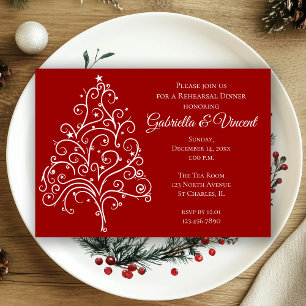 Invitation Red Christmas Tree - Souper de la répétition de ma
