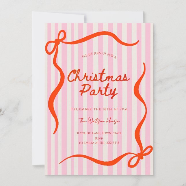 Invitation Red coquette Whimsical Hand Drawn Christmas  (Devant)