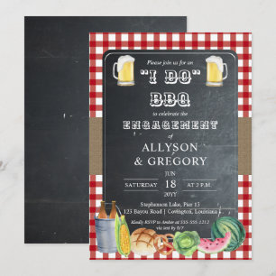 Invitation Red Country Checks i Do BBQ Engagement Party