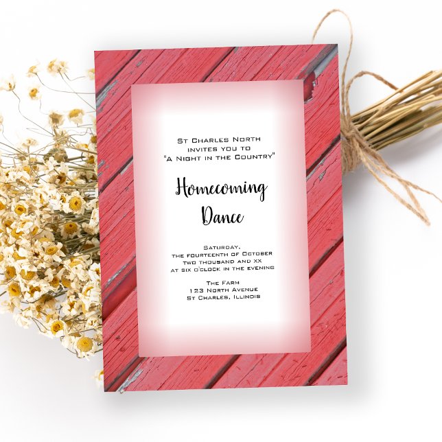 Invitation Red Country Grange Wood Homecoming Dance (Créateur téléchargé)