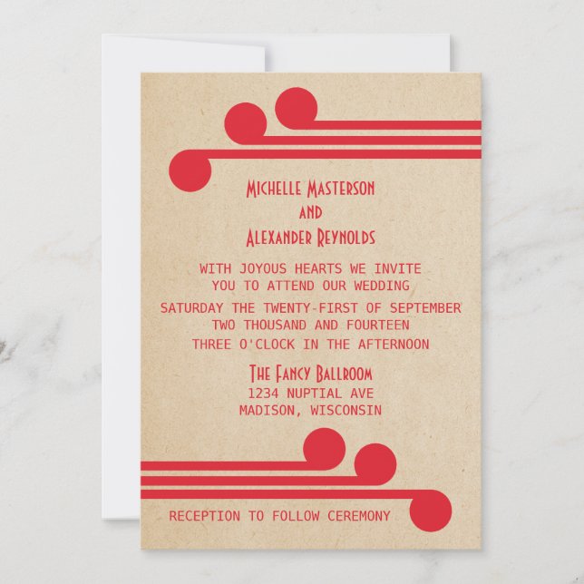 Invitation Red Deco Chic Wedding (Devant)