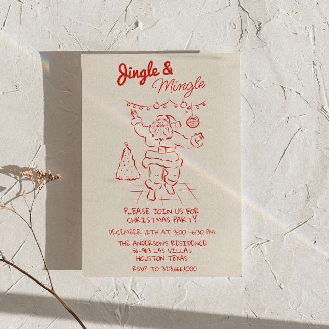 Invitation Red Draen Jingle & Mingle Christmas Père Noël Part (Créateur téléchargé)