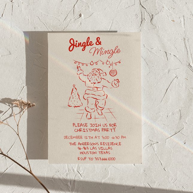 Invitation Red Draen Jingle & Mingle Christmas Père Noël Part (Créateur téléchargé)