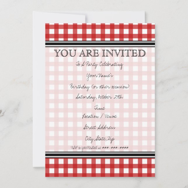 Invitation Red En vichy (Devant)