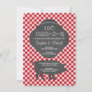 Invitation Red En vichy I DO BARBEQUE Fiançailles Chalk Invit