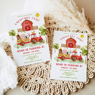 Invitation Red Farm Animaux 6e anniversaire de fête Invitatio