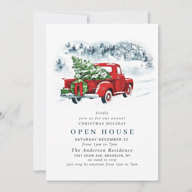 Invitation Red Farm Truck NOËL VACANCES OPEN HOUSE (Devant)
