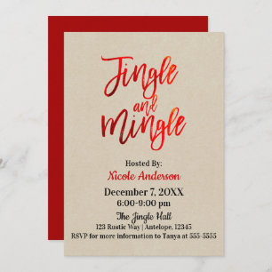 Invitation Red Foil Sleek Shine Modern Jingle & Mingle Party