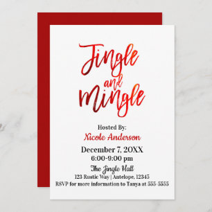 Invitation Red Foil Sleek Shine Modern Jingle & Mingle Party