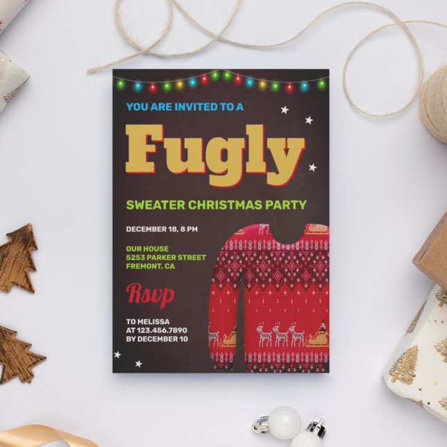 Invitation Red Funny Fugly horrible fête de Noël (Créateur téléchargé)