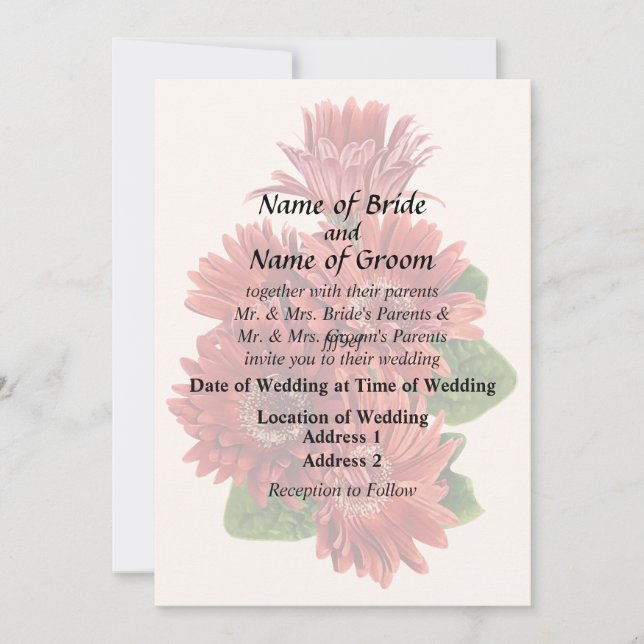 Invitation Red Gerbera Daisies (Devant)