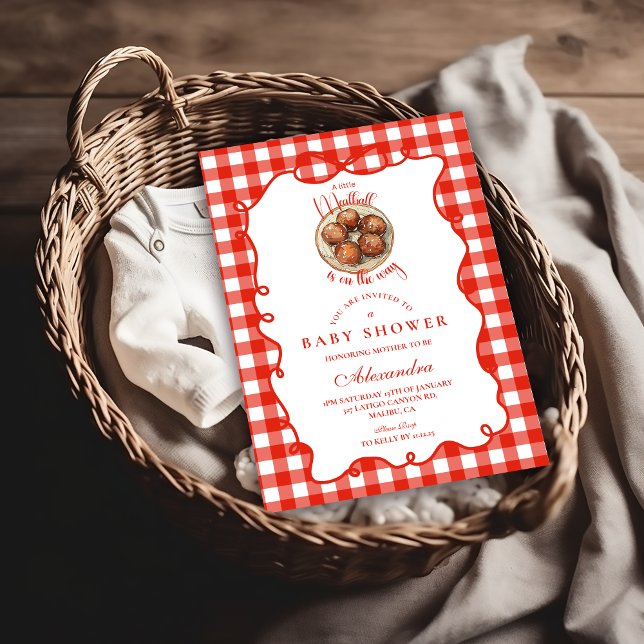 Invitation Red Gingham Meatball Baby Shower (Créateur téléchargé)