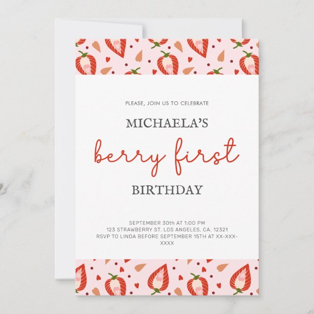 Invitation Red Girl Berry premier anniversaire (Devant)