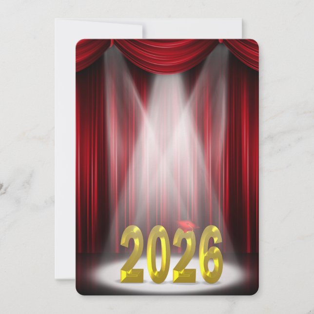 Invitation Red & Gold 2025 Graduation en vedette (Devant)