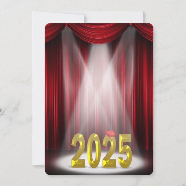 Invitation Red & Gold 2025 Graduation en vedette (Devant)