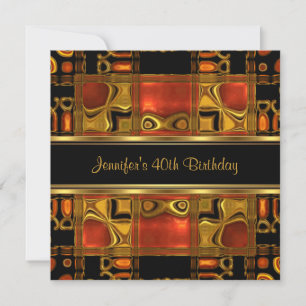 Invitation Red Gold Black Stainglass 40e fête d'anniversaire