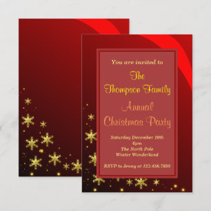 Invitation Red Gold Christmas