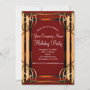 Invitation Red & Gold Elegant Company Corporate Holiday Party