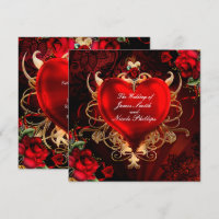 Red & Gold Gothique Love Romance Mariage de coeur