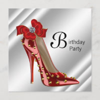 Red Gold High Heel Chaussure Anniversaire Fête Inv
