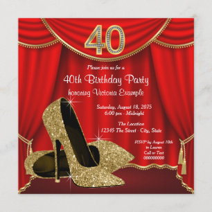 Invitation Red Gold High talon 40e fête d'anniversaire