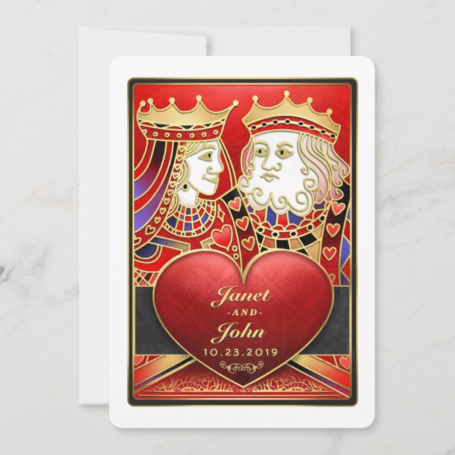 Invitation Red Gold King Queen Vegas avec l'Invitation (Devant)