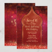 Red & Gold Marocain Arabian Nights Sweet 16 Party