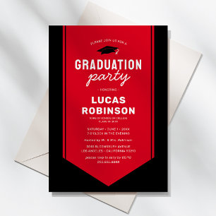 Invitation Red Graduate Stole Sash Party