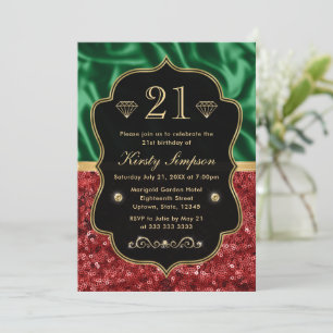 Invitation Red & Green Holiday Shimmer Anniversaire