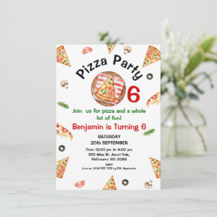 Invitation Red Green moderne N'importe quel âge Pizza fête An