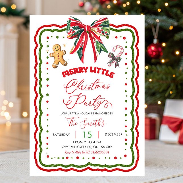 Invitation Red Green Plaid Bow Preppy Christmas Holiday Party (Créateur téléchargé)