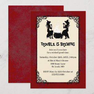 Invitation Red Halloween sorcier problème est la fête de bras