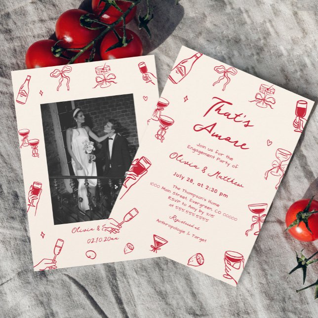Invitation Red Hand Drawn C'est une partie d'engagement plus (Créateur téléchargé)