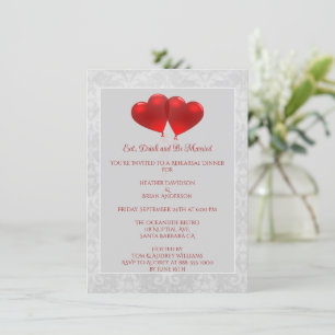 Invitation Red Heart Balloons Rehearsal Dinvitation Invitatio