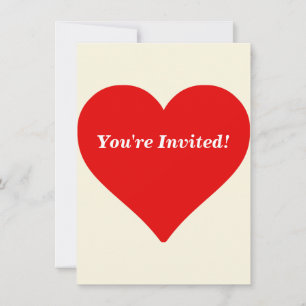 Invitation Red Heart Shape Love Classic Simple Minimalisme