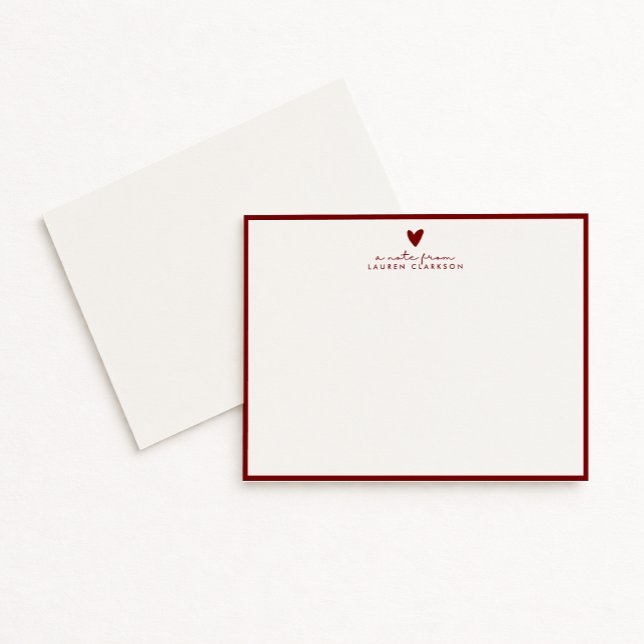 Invitation Red Heart Valentine’s Day Note Card (Créateur téléchargé)