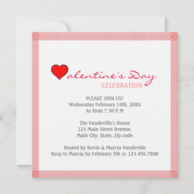 Invitation Red Heart Valentine's Day (Devant)