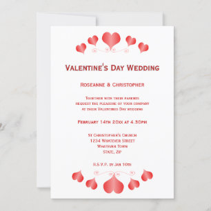 Invitation Red Hearts Design Valentines Day Mariage