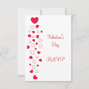 Invitation Red Hearts Design Valentines Day Wedding RSVP