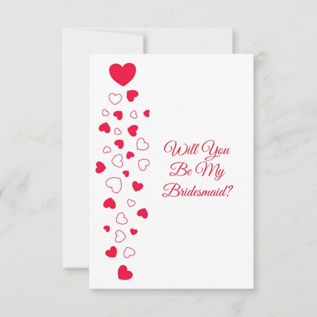 Invitation Red Hearts Valentines Day Bridesmaid Mariage (Devant)