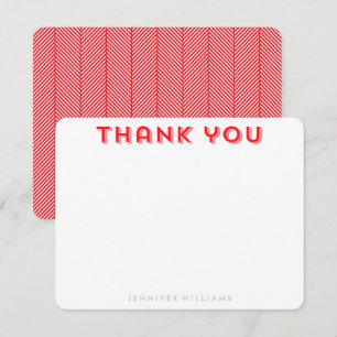 Invitation Red Herringbone Motif Merci Notes