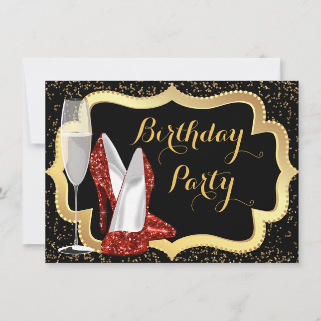 Invitation Red High talon Chaussure fête d'anniversaire (Devant)