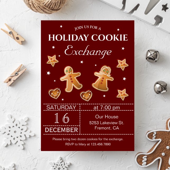 Invitation Red Holiday Christmas Cookie Exchange Party (Créateur téléchargé)