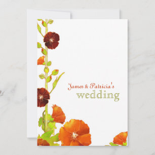 Invitation Red Hollyhocks Mariage élégant