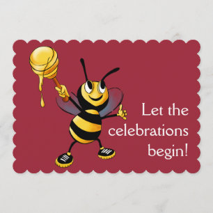 Invitation Red Honey Bee Rosh HaShana