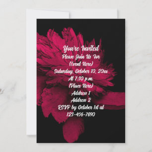 Invitation Red Hot Peony On Black Floral Party