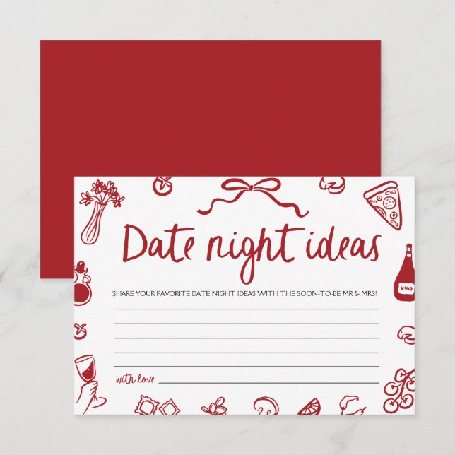 Invitation Red Italian Date nuit idées Fête des mariées Jeu (Devant / Derrière)
