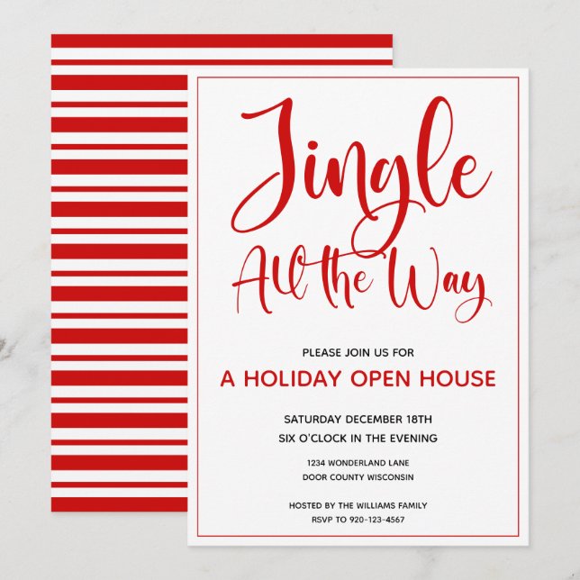 Invitation Red Jingle All Way Fête de vacances (Devant / Derrière)